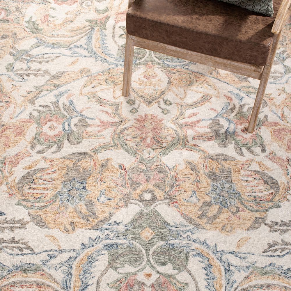 Ivory Elegance 59" Handmade Square Wool Tufted Rug