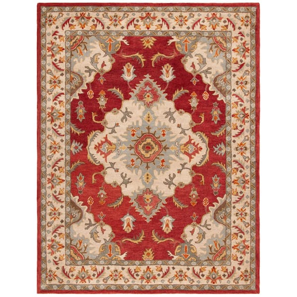 Antiquity 6 ft. x 9 ft. Red/Gray Traditional Medallion Area Rug