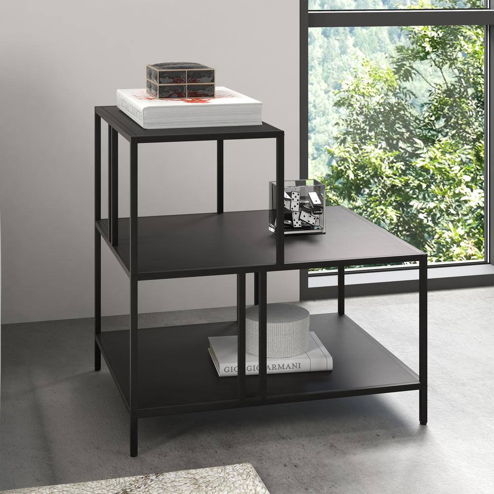 Cortland 24"x24" Blackened Bronze Metal Square Side Table