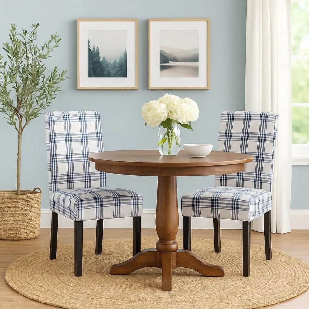 Cini Blue, Cream and Black Fabric Upholstered Dining Chair Set of 2 price history on PriceWatchPro