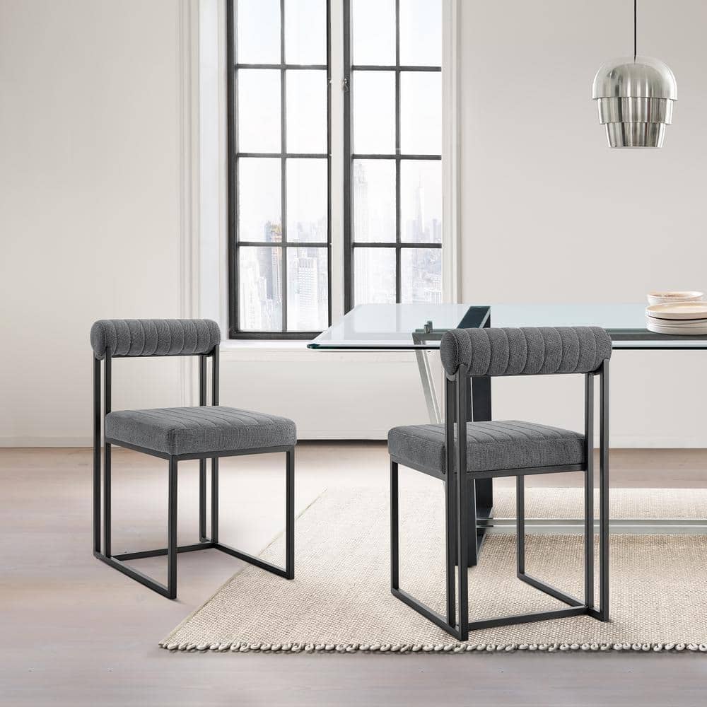 Anastasia Anchor Gray Fabric Armless Dining Chair Set of 2