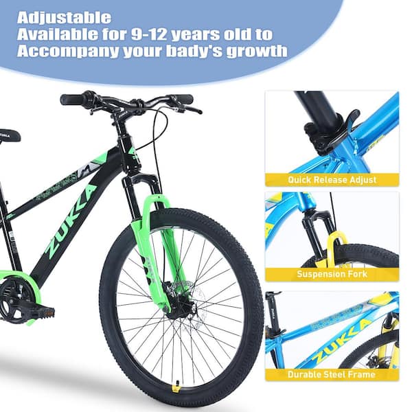 24 in. Mountain Bike For Boys and Girls Ages 9-12 Assorted Colors