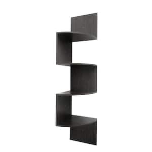 11.8 in. x 53.13 in. Hanging Chocolate Wood Corner Wall Storage