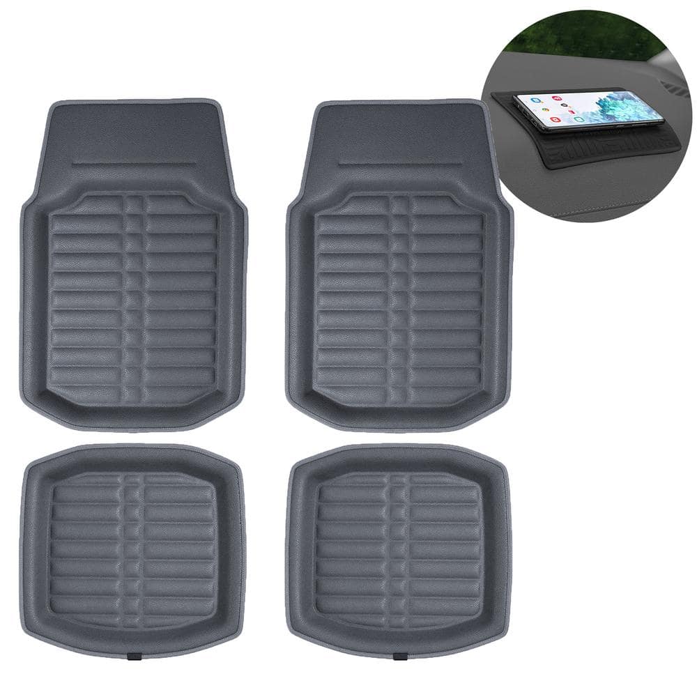 FH Group Gray Color-Block Carpet Liners Non-Slip Car Floor Mats with Faux  Leather Accents - Full Set DMF14502GRAY - The Home Depot