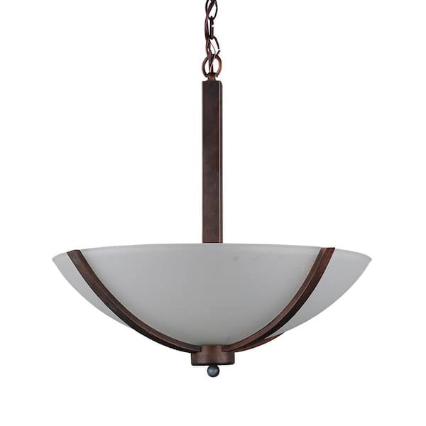 Filament Design 3-Light Coffee Chandelier with Etched Acid Wash Glass Shade