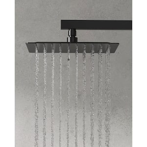 2-Spray Square High Pressure Wall Bar Shower Kit with 3 Modes Hand Shower in Matte Black (Valve Included)