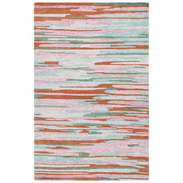 Bellagio 8 ft. x 10 ft. Green/Pink Running Camo Area Rug