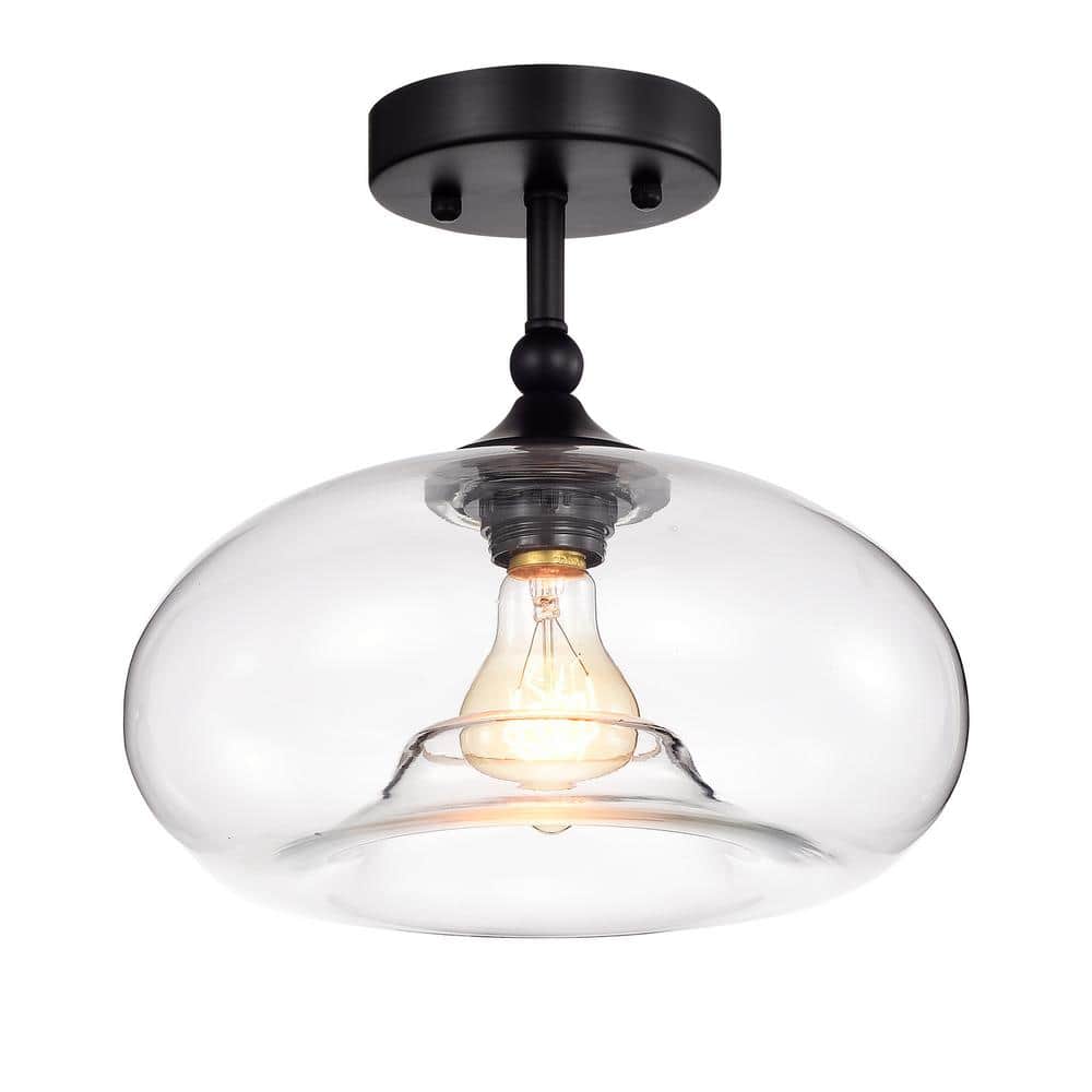 Masix 11 in. 1-Light Matte Black Semi-Flush Mount Light price history on PriceWatchPro