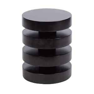 Omar 14.00 in. Black Round Solid Wood End Table