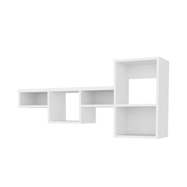 Unbranded Beautiful 47.2 in. W x 9.9 in. D White MDF Decorative Wall Shelf with 5-Shelves
