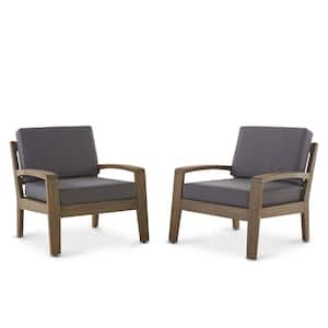 Grenada Grey Stationary Wood Outdoor Lounge Chair with Dark Grey Cushion (2-Pack))
