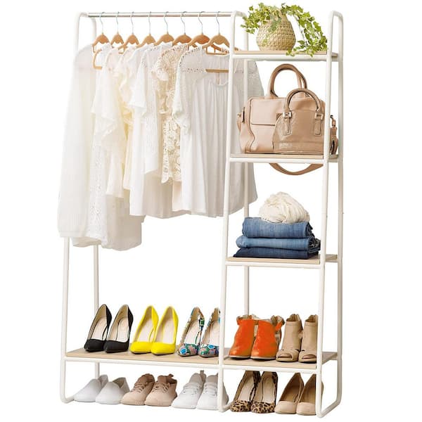 Unbranded White Metal Garment Clothes Rack 40 in. W x 60 in. H