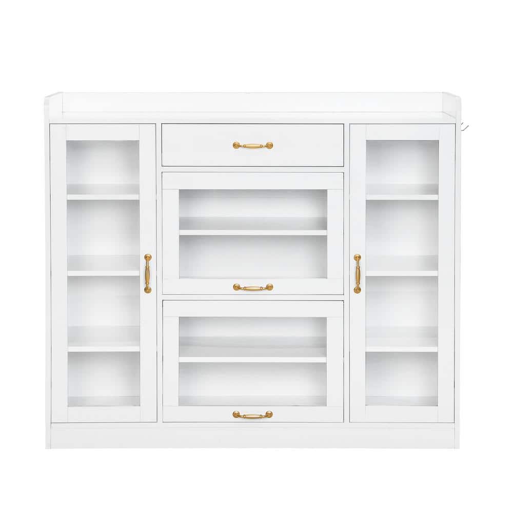 White 40.5 in. H Storage Cabinet, Modernist Side Cabinet Modernist Side Cab