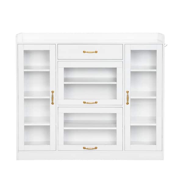 Unbranded White 40.5 in. H Storage Cabinet, Modernist Side Cabinet Modernist Side Cabinet, Versatile Display Cabinet