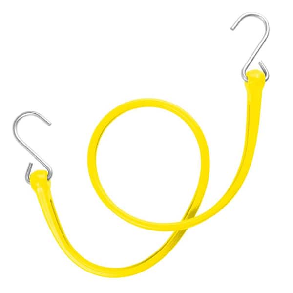 The Perfect Bungee 31 in. EZ-Stretch Polyurethane Bungee Strap with Stainless Steel S-Hooks (Overall Length: 36 in.) in Yellow