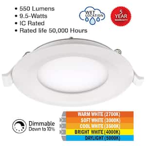 3 in. Canless Low Profile Selectable CCT Integrated LED Recessed Light Trim 550 Lumens Dimmable Wet Rated (24-Pack)