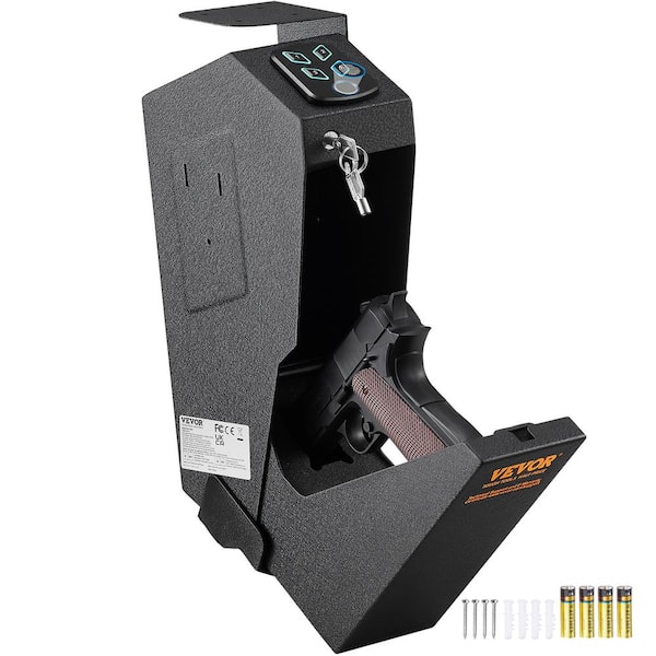 VEVOR Mounted-Gun Safe for 1 Gun Biometric Gun Safe with 3 Quick Access Ways of Fingerprints, Passwords and Keys for Home