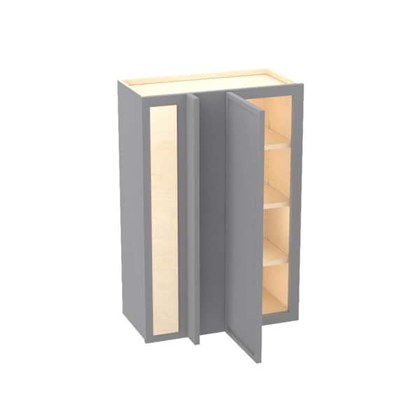 Home Decorators Collection Franklin 24 in. W x 12 in. D x 36 in. H Assembled Plywood Blind Wall Kitchen Cabinet in Veiled Gray with Soft Close LH