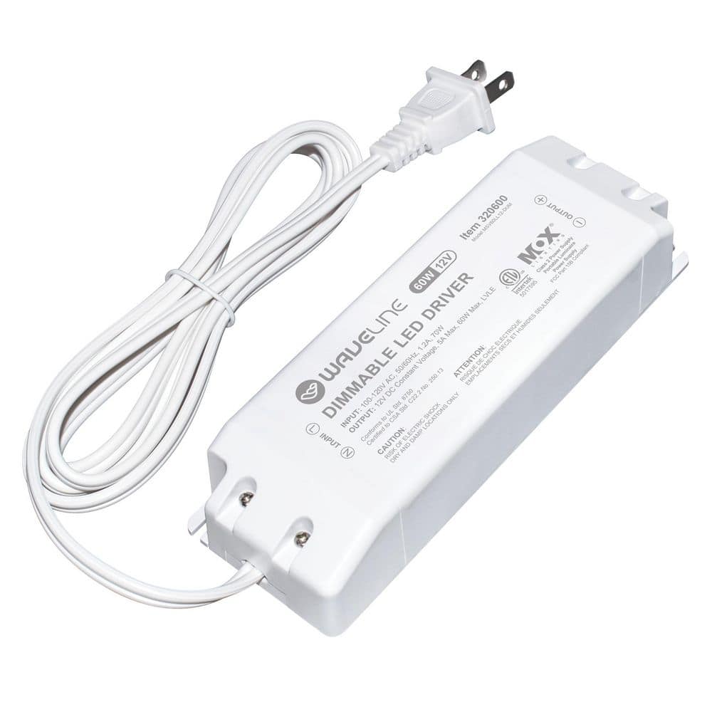 WaveLine White Dimmable Driver Power Supply, TRIAC Dimmer Switch Compatible for LED Lighting-12V, 60W price history on PriceWatchPro