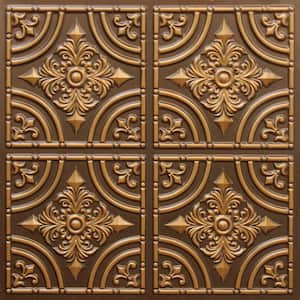 Falkirk Perth Antique Gold 2 ft. x 2 ft. Decorative Rustic Glue Up Ceiling Tile (4 sq. ft./case)