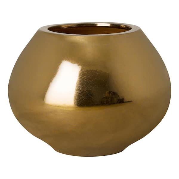 Emissary Batto 17 in. H Round Ceramic Vase in Gold