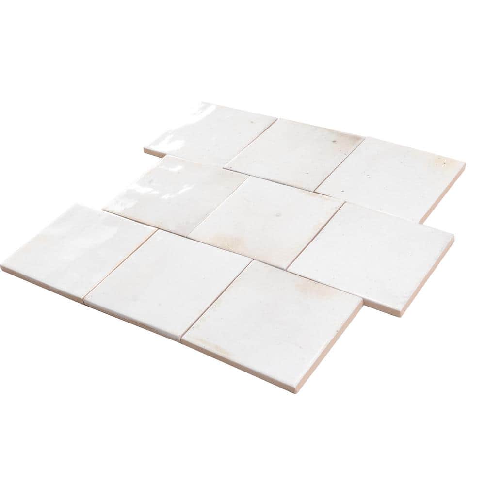 Antiek 3.94'' White Glossy Ceramic Square Tile