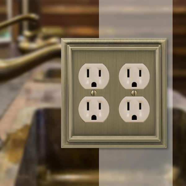Continental 2 Gang Duplex Metal Wall Plate - Brushed Brass