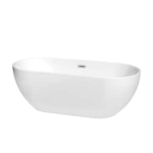 Brooklyn 67 in. Acrylic Flatbottom Bathtub in White with Brushed Nickel Trim