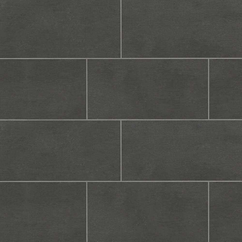 Simply Modern 12" x 24" Black Porcelain Concrete Look Tile