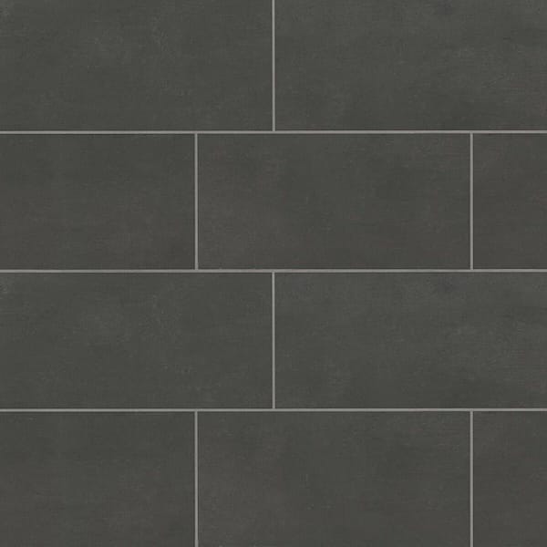 Simply Modern 12 in. x 24 in. Honed Black Porcelain Tile (15.75 sq. ft./Case)