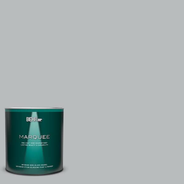 BEHR MARQUEE 1 qt. #PPU18-05 French Silver One-Coat Hide Semi-Gloss Enamel Interior Paint & Primer