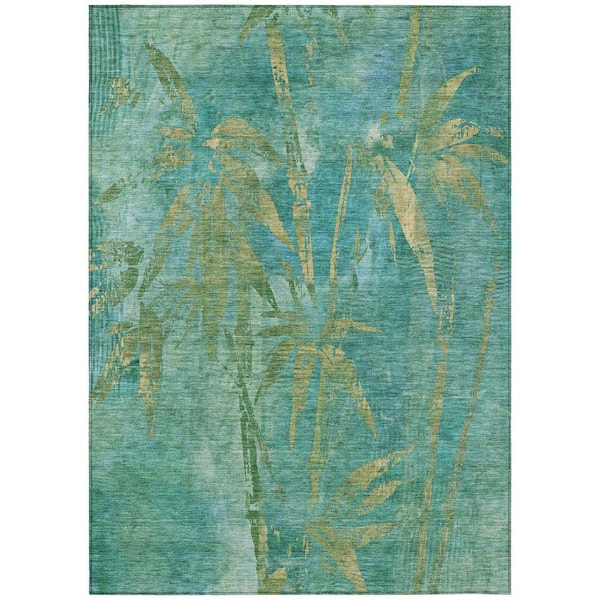 Chantille Machine Washable Indoor/Outdoor Abstract ACN2222 Teal 2 ft. 6 in. x 3 ft. 10 in. Area Rug