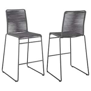 Kai 29.5 in. Seat Charcoal and Gunmetal Bar Stools with Footrest (Set of 2)