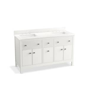 Malin By Studio McGee 60 in. Bathroom Vanity Cabinet in White With Sinks And Quartz Top