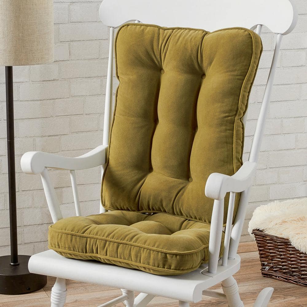 Hyatt Moss Plush Microfiber Indoor Rocking Chair Cushion Set