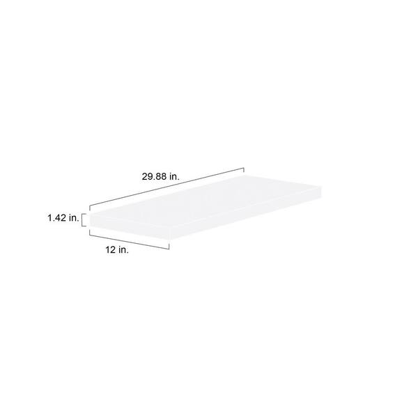 J COLLECTION 30 in. W X 1.5 in. H X 12 in. D Wallace Warm White Floating Shelf with Mounting Bracket