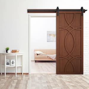 30 in. x 84 in. The Hollywood Coffee Wood Sliding Barn Door with Hardware Kit in Stainless Steel