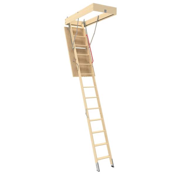 LWP-L 8 ft. 9-1/2 in. - 10 ft. 8 in., 30 in. x 54 in. Insulated Wood Attic Ladder with 350 lb. Maximum Load Capacity
