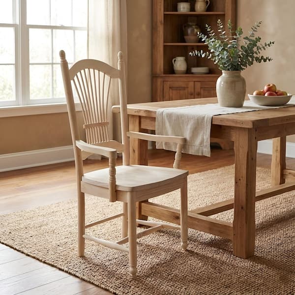International Concepts Unfinished Wood Sheaf Back Dining Chair C