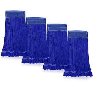 5 in. Loop End Commercial String Mop Blended Mop Head Replacement Refill 32 oz. Dark Blue (4-Pack)