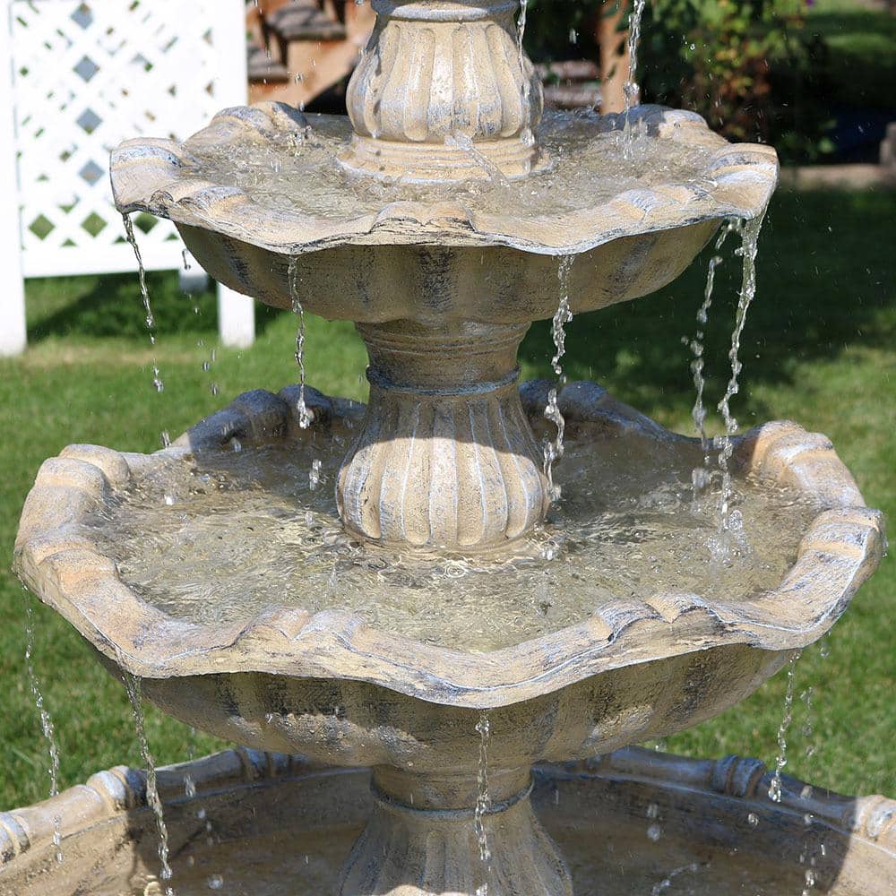 Grand Courtyard 80-Inch Earth Fiberglass Resin 4-Tier Fountain