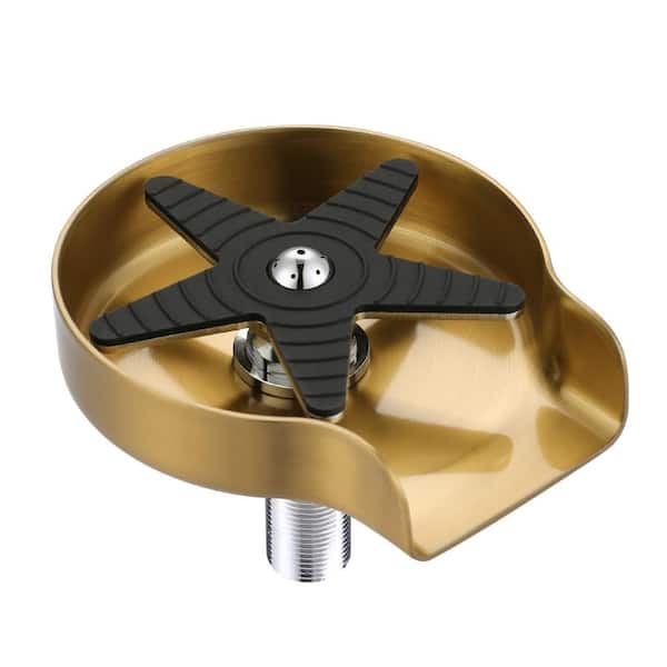 IVIGA Stainless Steel Glass Rinser Cup Washer with Silicone Blade and Supply Lines for Kitchen Sinks in Gold