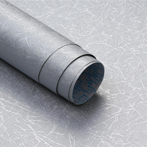Silver Gray Silk Peel and Stick Wallpaper Roll (Set of 1)
