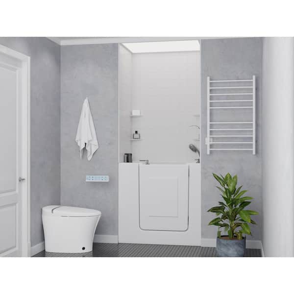 Universal Collection 27 in. L x 39 in. W Right Side Drain Combination Jetted Bathtub in White with Fast Fill Faucet Set