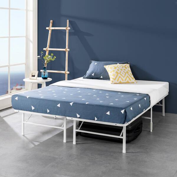 Zinus Smartbase Tool Free Assembly White King Metal Bed Frame Without Headboard Sbbkw 14k The Home Depot White King Metal Bed Frame, King Size Bed Metal Frame Assembly