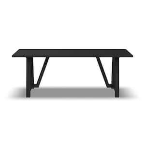 Rectangular Black Wooden 82 in. Trestle Base Dining Table, Seats 8