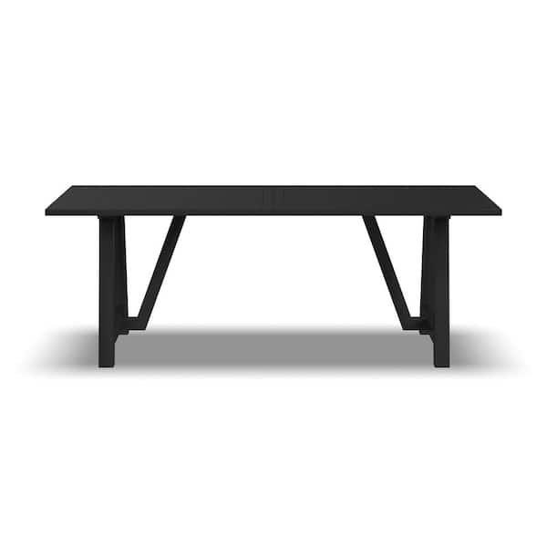 HOMESTYLES Rectangular Black Wooden 82 in. Trestle Base Dining Table, Seats 8