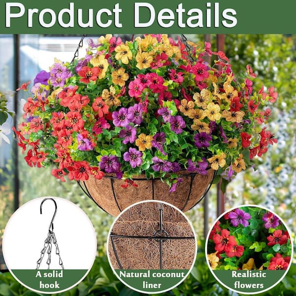 19.7 in. Multicolored Artificial Faux Hanging Flowers Plants