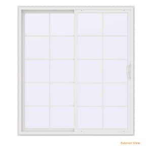 72 in. x 80 in. V-4500 Contemporary White Vinyl Left-Hand 10 Lite Sliding Patio Door