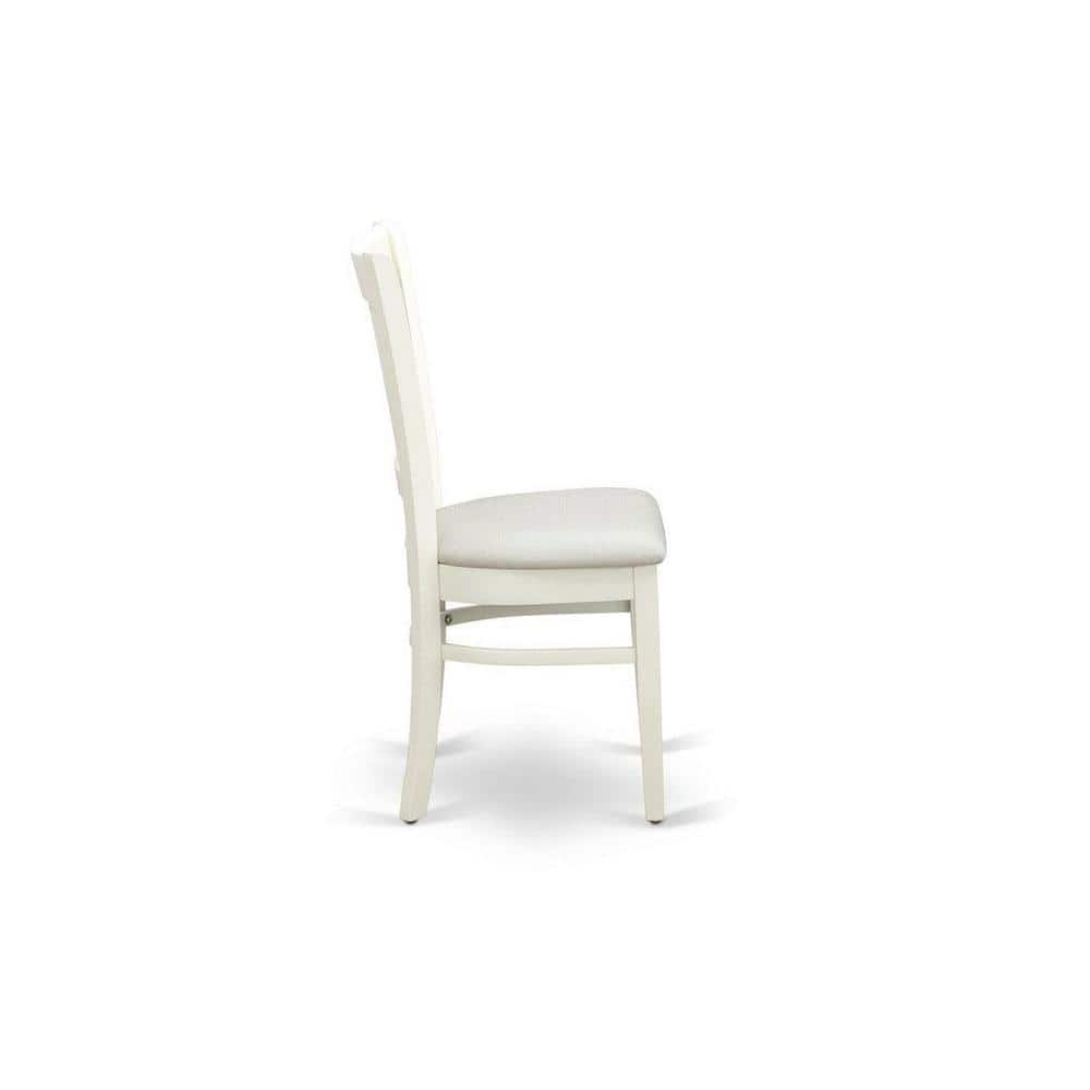 Linen White Rectangular Dining Set with Rubber Wood Chairs